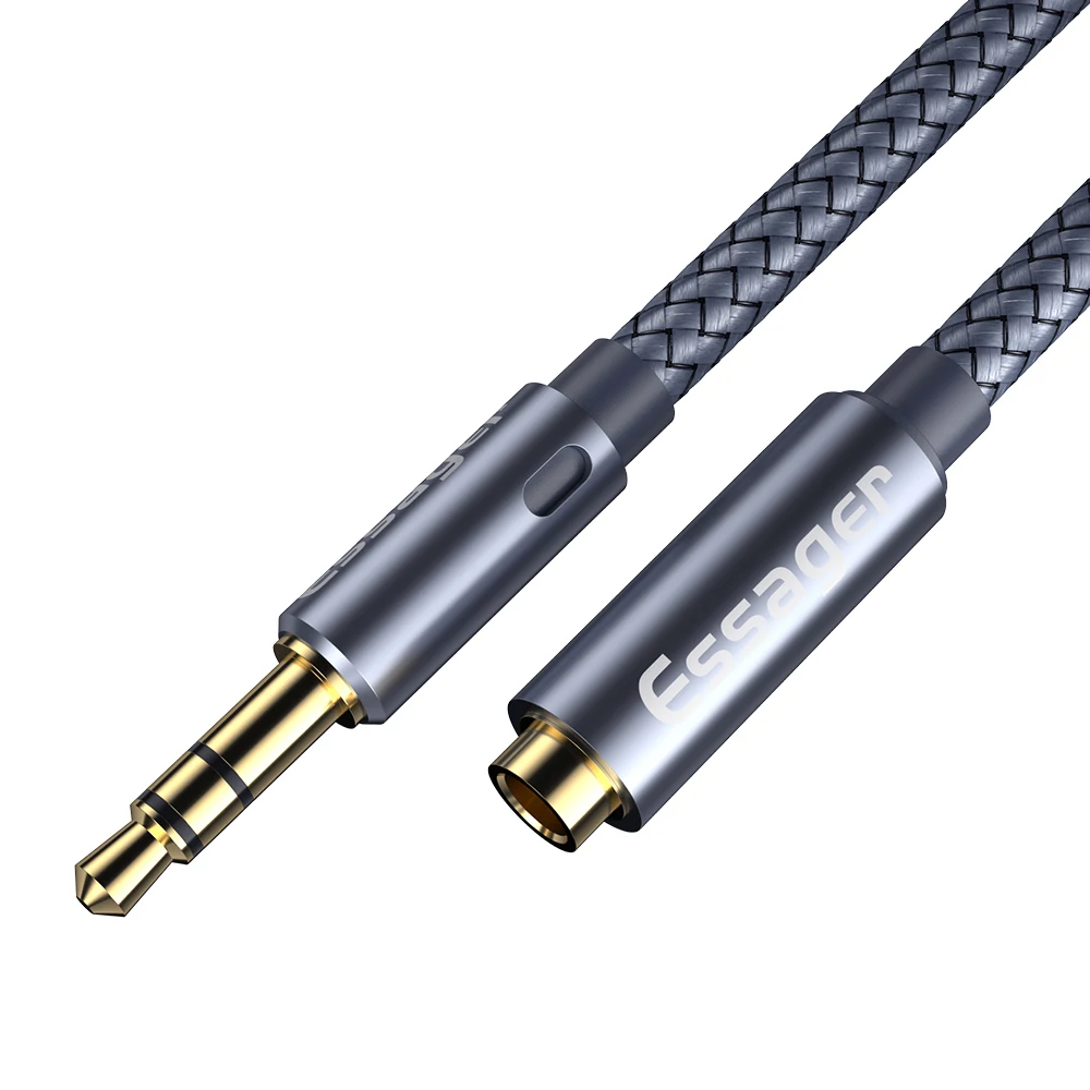 Essager Aux кабель 3,5 мм аудио удлинитель для наушников 3,5 Джек сплиттер динамик кабель для наушников Удлинитель для IPhone 6 - Цвет: 2M