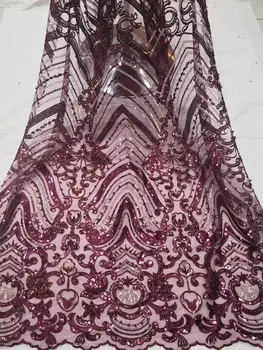 

Wine Red Nigerian Lace Fabric with sequins African Swiss Lace Fabric Free Shipping Nigerian Lace Sequin fabric free shipping
