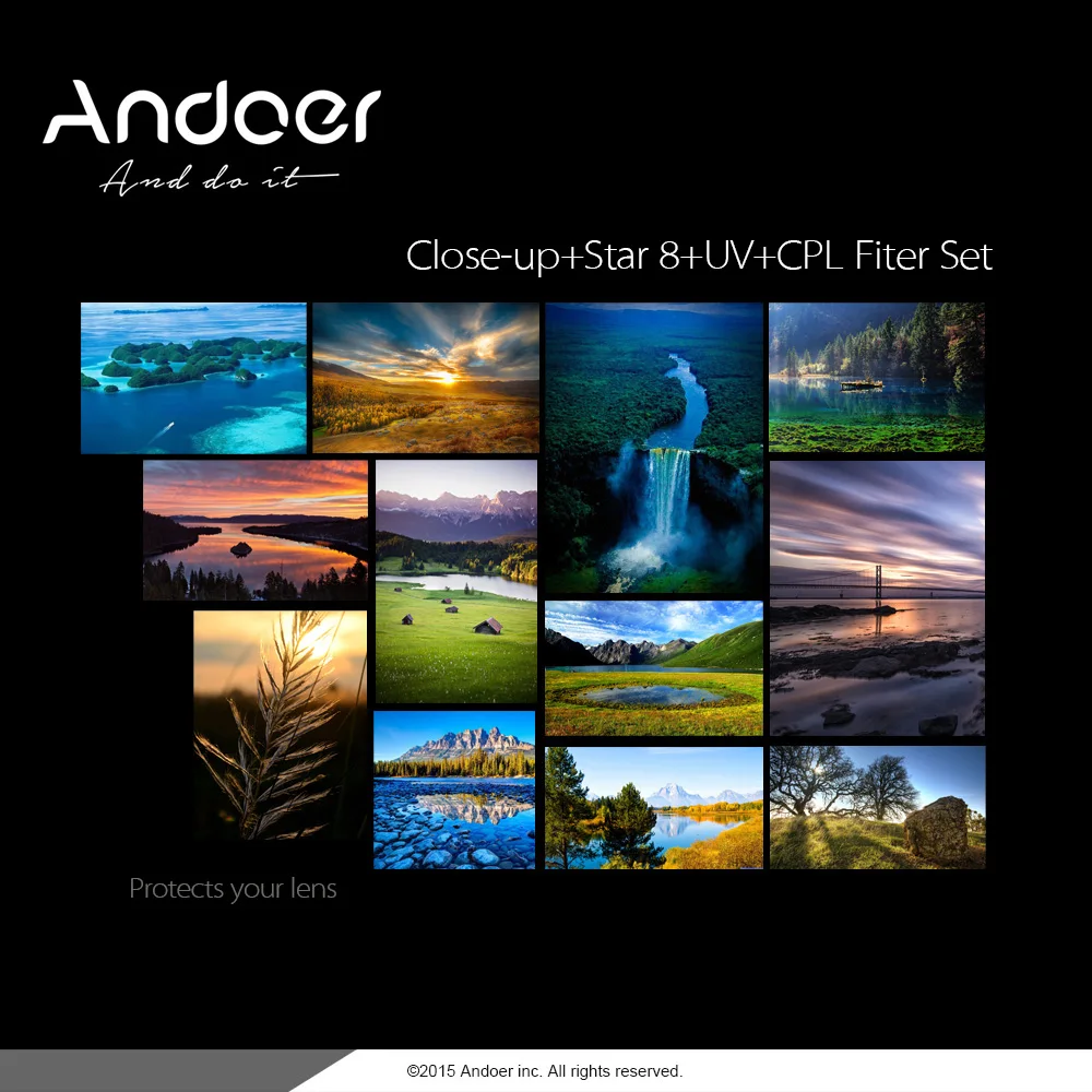 Andoer 58mm UV+ CPL+ насадочная линза+ 4+ с 8-конечной звездой для цифровой зеркальной камеры Canon Nikon sony Pentax DSLR Камера объектив круговой фильтр комплект с сумкой