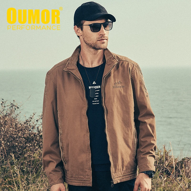 

Oumor Men Autumn New Military Casual Cotton Washed Jacket Coat For Mens Winter Air Force Cargo Outwear Zipper Jackets Trench Men