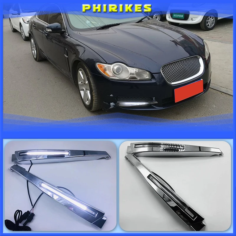 

1 Pair Car 12V White Led Daytime Running Lights DIY Fog Lights Drl Lamp With Harness For Jaguar XF 2008 2009 2010 Styling