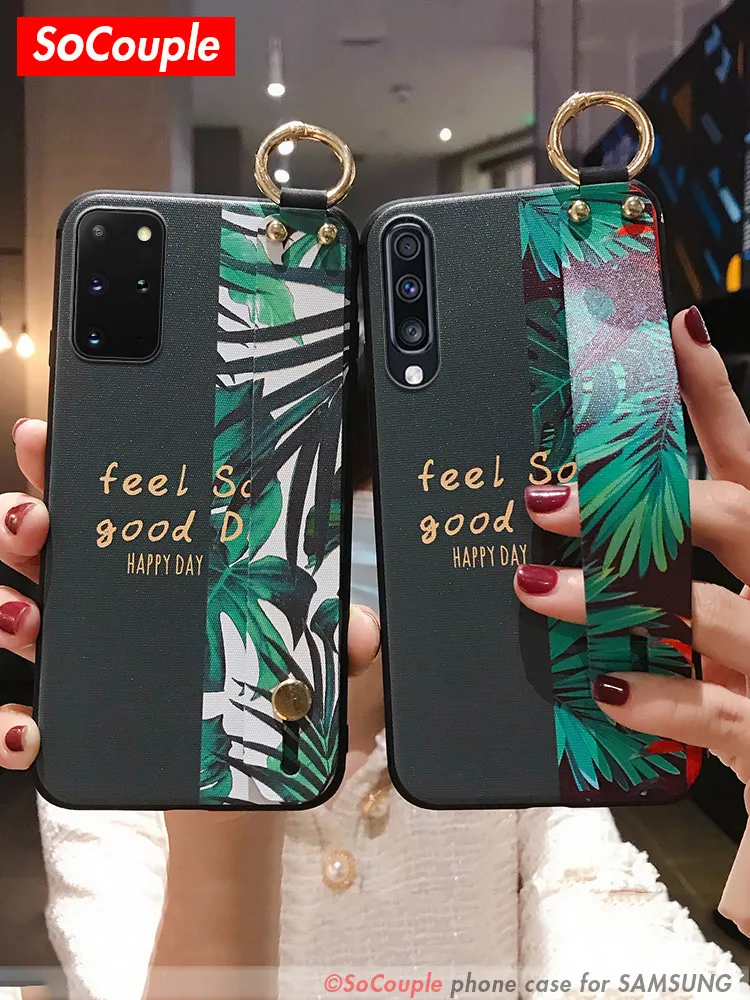 Чехол SoCouple с ремешком на запястье для Samsung Galaxy A50 A51 A70 A71 A20 A30 A21sS20 FE Ultra S8 S9 S10 Note 10 Plus
