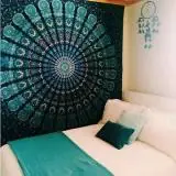 150*130cm Classical Green Peacock Bohemian Round Shape Printed Home Tapestry Bedroom Decoration Blanket Printing | Дом и сад