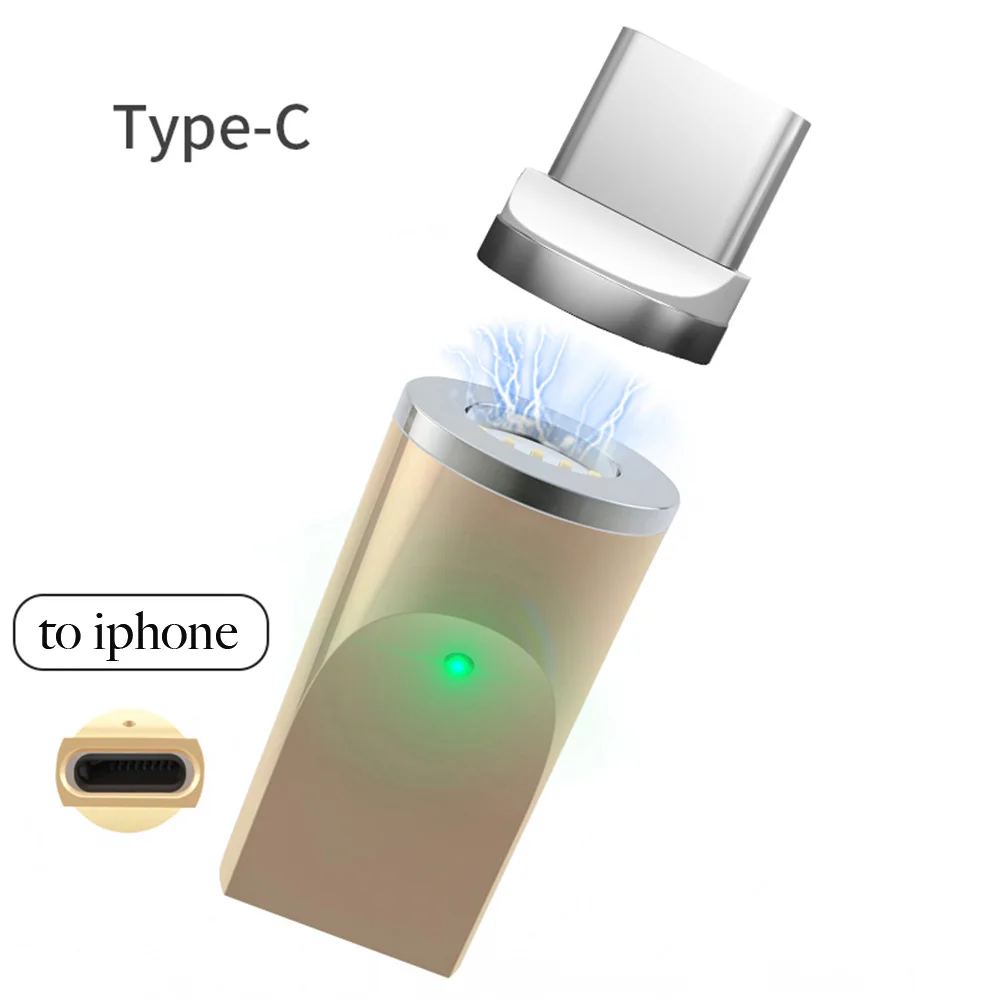 Металлический Micro USB Магнитный адаптер для зарядки данных конвертер 3в1 Для SAMSUNG S9 S8 S7 HTC Xiaomi Huawei LG ASUS Android TYPE-C - Цвет: iPhone to Type C