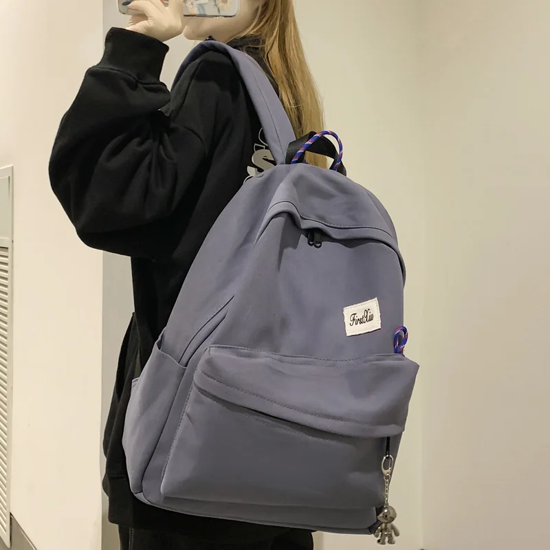 Fashion Solid Color Canvas Backpack Men 