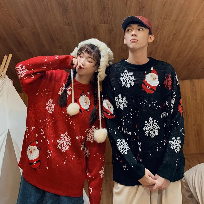 Women Men Lovers Ugly Christmas Sweater Santa Claus Long Sleeve Knitted Sweaters Autumn Winter Lovers' | Женская одежда