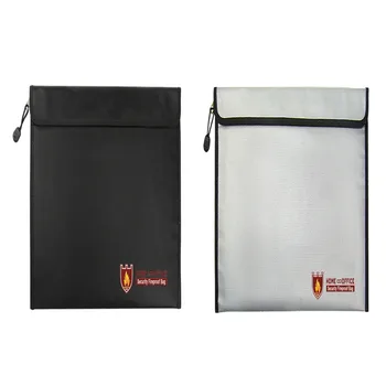 

Document Bag Waterproof Fireproof Money Cash Paper File Pouch Case Zipper Storage Bag