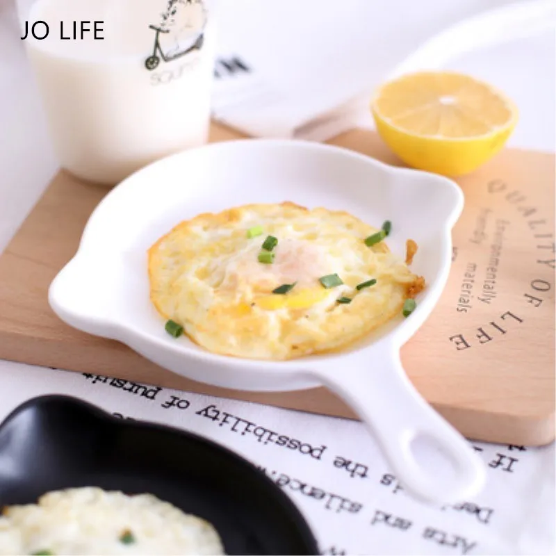 

JO LIFE Nordic Simple Style Pancake Matte Baking Tray Cake Pan Ceramic Breakfast Omelette Plate Suffle Tableware