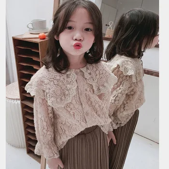 

Girls' suit lace tops with pleated skirts 2 pieces sets 20 spring new children's clothing