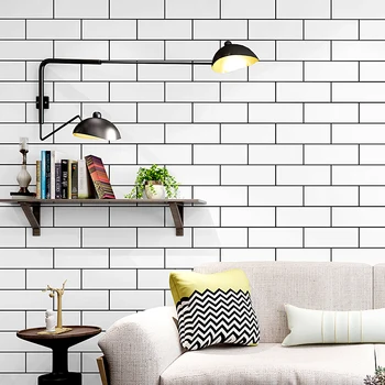 

Nordic style ins black and white wallpaper white brick brick pattern white brick imitation brick TV background wall paper