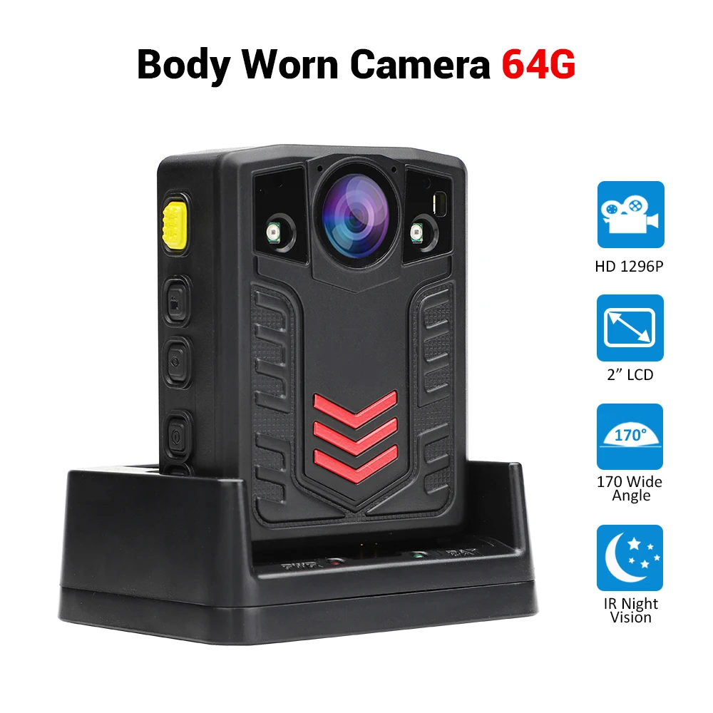 

BOBLOV Body Camera Mini Camcorders X22PLUS HD1296P Night Vision Security Pocket Police Camera 64G Recording Camera DVR Recorder