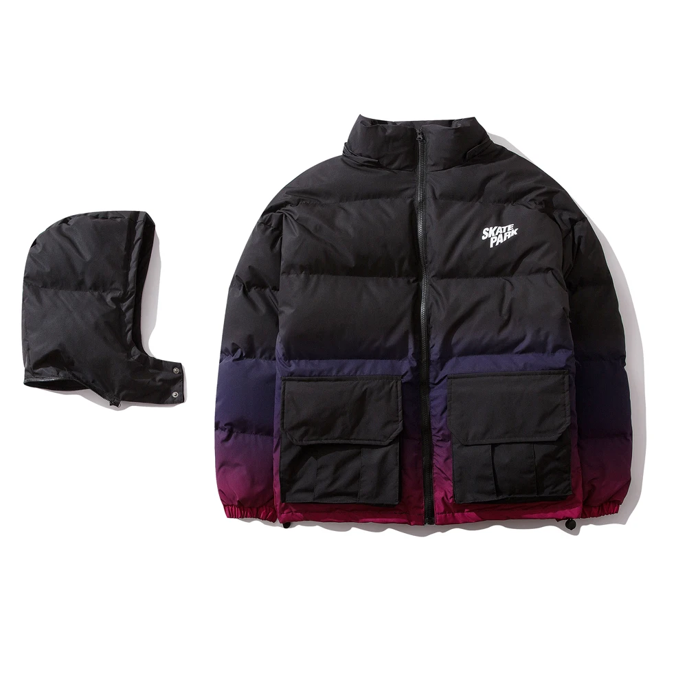 OSCN7 Retro Oversize Contrast Color Padded Jackets Men Japanese Streetwear Loose Casual Women Parkas Jackets Coat 6088