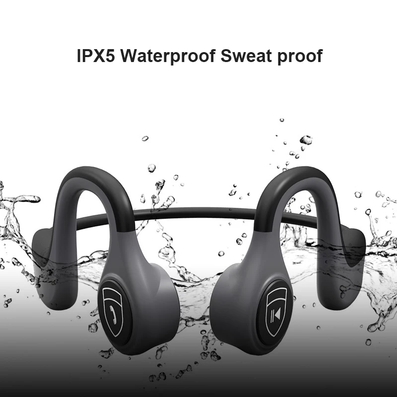 Bone Conduction Earphone Waterproof IPX5 Sweatproof Outdoor Sport Earbuds Bluetooth 5.0 with MIC Handsfree Headset