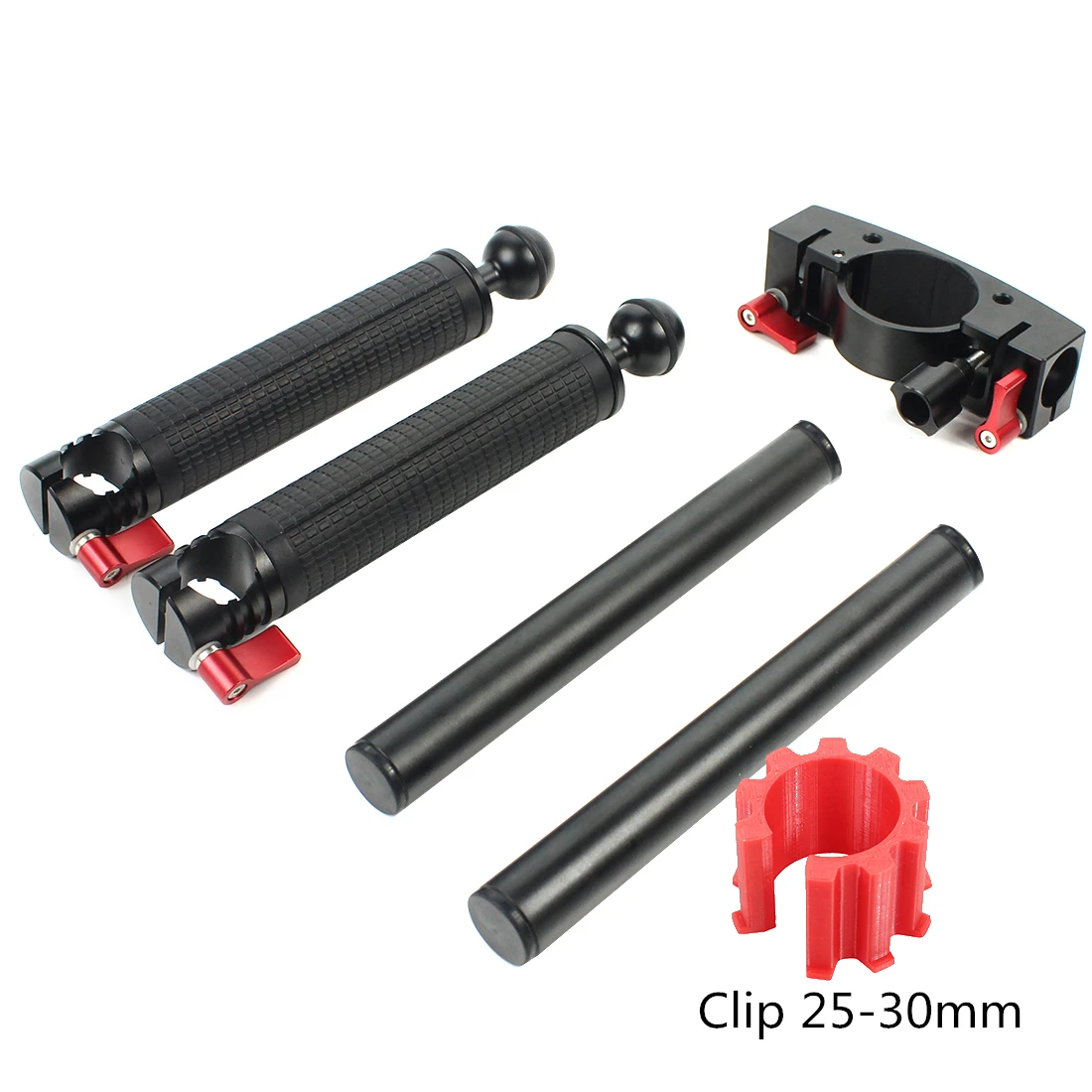 Двойной Ручной Стабилизатор рукоятки для DJI Ronin S для zhi yun Crane2 Pro Gimbal SLR держатель камеры с зажимами-бабочками адаптер - Цвет: with 30mm 3d clip
