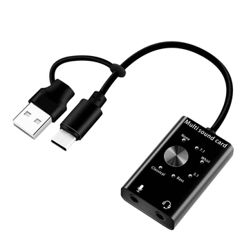 

Portable USB 7.1 Sound Card External USB to Earphone/Microphone Interface Sound Card for Windows/Mac/Linux