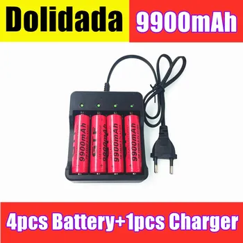 

4pcs new battery 18650 3.7 V 9900 mah Li ion rechargeable battery 18650 batery +18650 battery charger intelligent