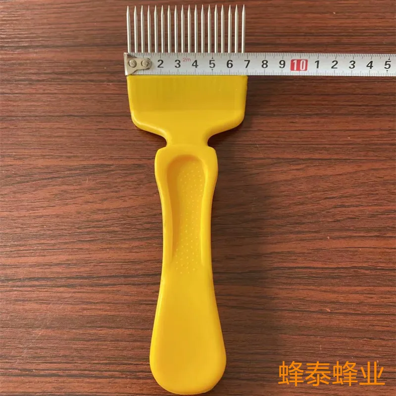 5PCS yellow 18-pin stainless steel plastic honey fork honey shovel scraper needle cut cutter shovel beekeeping tool