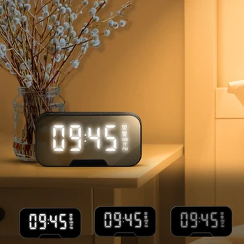 

G5 Wireless Bluetooth 5.0 Loudspeaker Alarm Clock Radio with Mirror LED Dimming Display Sn Supports TF Card o Speaker