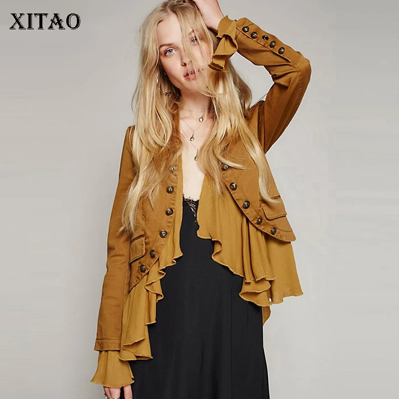 XITAO гофрированный подол ассиметричный Жакет женский корейский модный тонкий