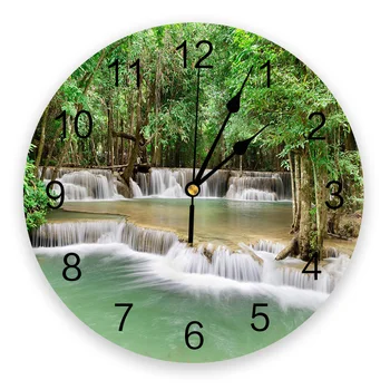 

Green Forest Waterfall Modern Design Clocks Wall Watch Wall Hanging Art Creative Home Living Room Decor