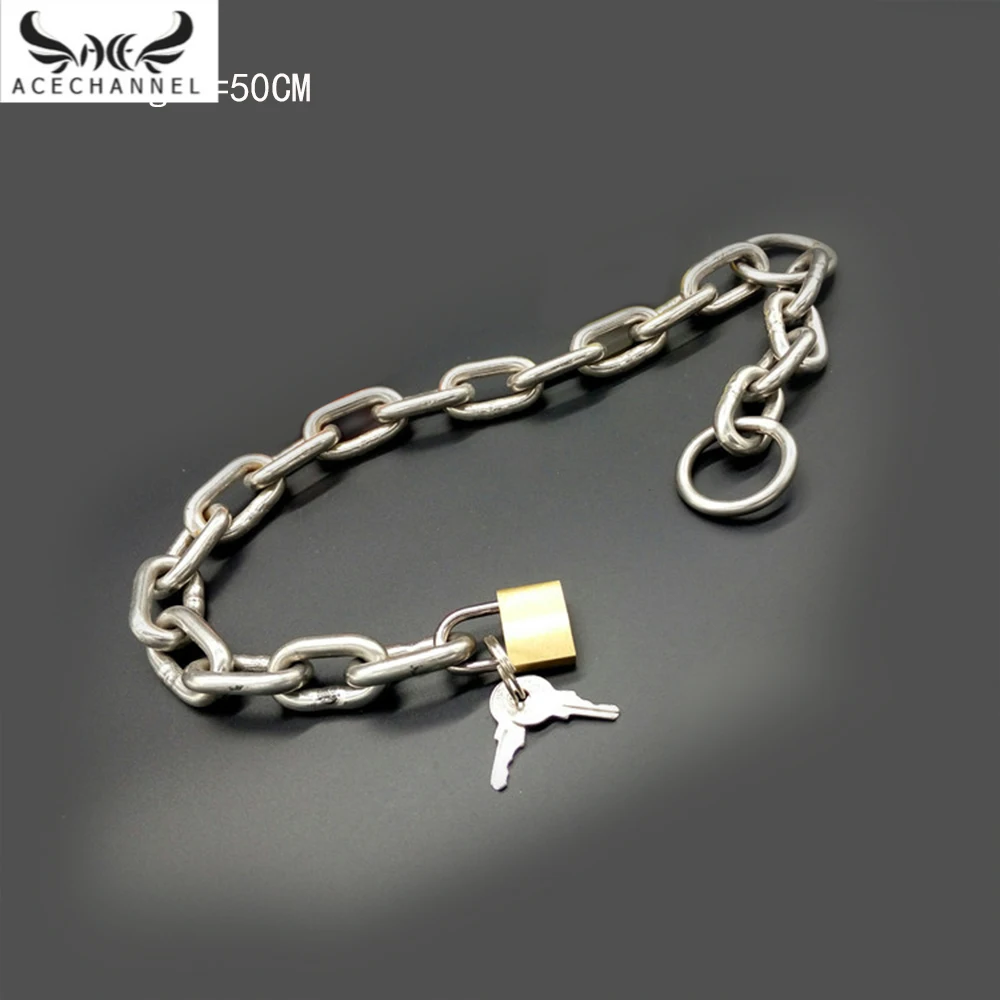 

50cm steel handcuffs parts chain Ankele cuffs wrist bracelets bangles lockable Chain Men Women Chain fashion bracelets chain