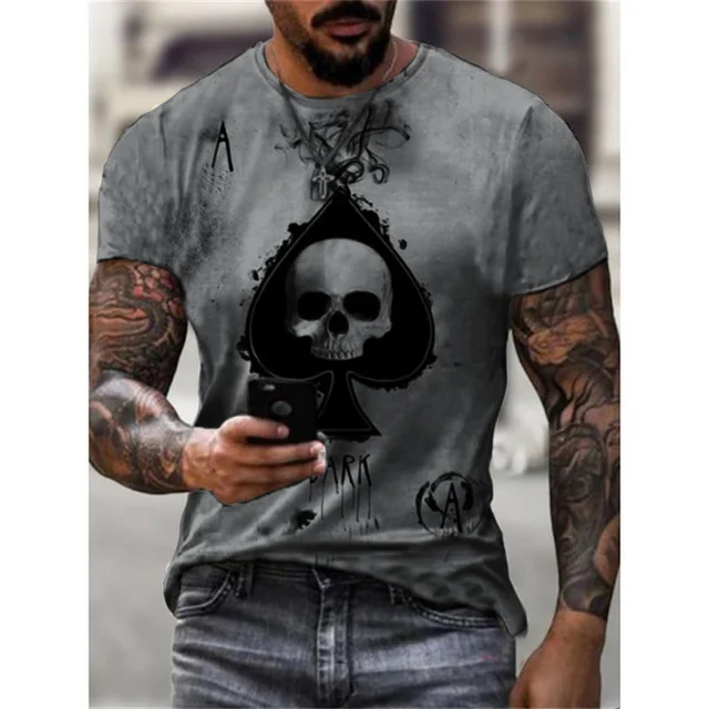 New 2022 Long Sleeve Shirts Men Poker Print Slim Tshirts Autumn Fashion Best Sel&hellip;