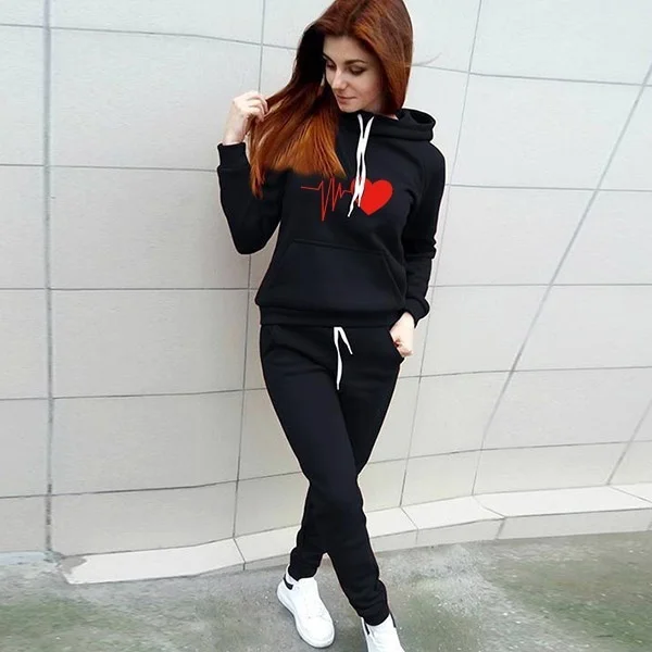 Casual Tracksuit Women Two Piece Set Suit Female Hoodies and Pants Outfits 2021 Women's Clothing Autumn Winter Sweatshirts New pink pant suit