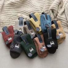 Модные осенние и зимние новые милые с вышивкой бойцовские плотные теплые носки шерстяные носки счастливые дамы в трубке махровые носки