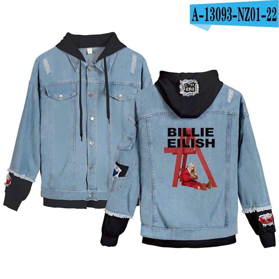 FRDUN TOMMY Billie Eilish Jacket Denim jacket coat Fashion Women/men Spring Autumn Casual Denim Basic Jackets - Цвет: As shown