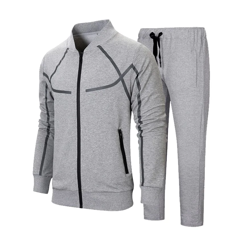 Grey TZ21 Новинка, зимний мужской комплект, повседневная куртка, 2 предмета, спортивные костюмы, утепленные флисовые толстовки+ штаны, весенний комплект, мужской спортивный свитшот, костюм для бега - Цвет: Grey TZ21