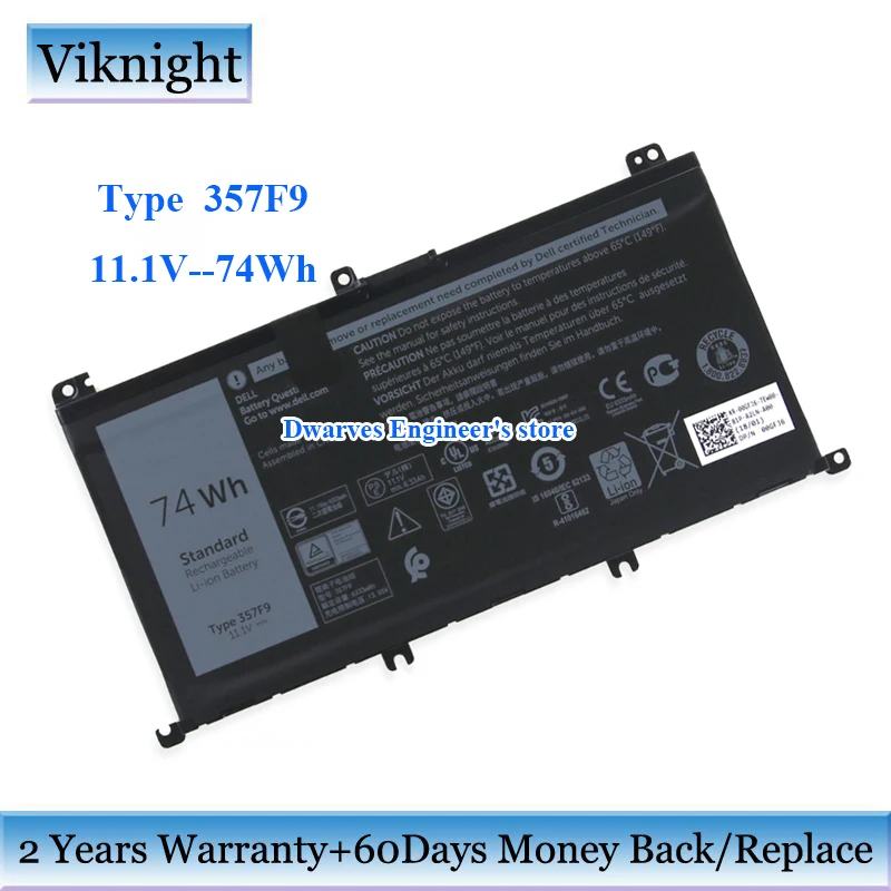Оригинальный 74Wh 357F9 Батарея для Dell Inspiron 15(7559) 15 7559 7557 7566 7567 I7559 763BLK ноутбук 11 1