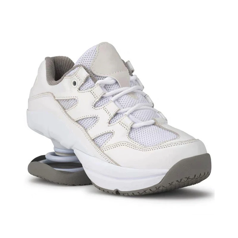 Genuine Leather Rotating Spring Strange High Heels Zapatos De Mujer Lace Up Woman Track Trainers Black White Women SHoes Top