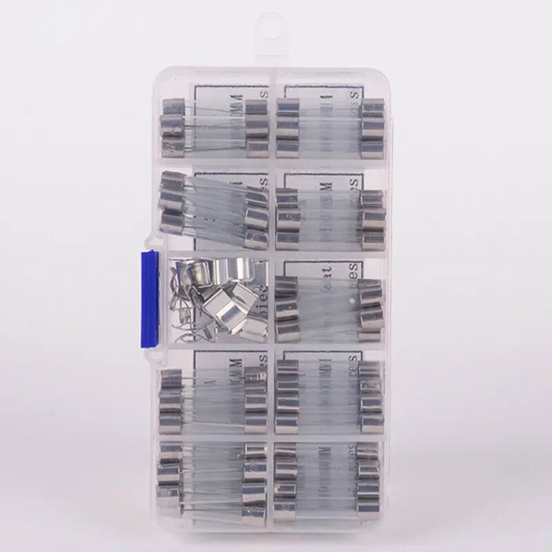250V 6x30mm 0.5A-30A стеклянная трубка предохранители Ассорти комплект с 10x держатель предохранителя прочный
