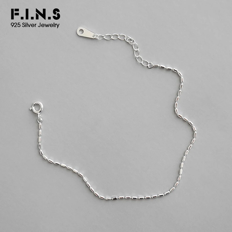 F.I.N.S Korea Style Woman S925 Sterling Silver Fashion Handmade Cylinder Beaded Charm Bracelets for Women Slim Chain Bracelet | Украшения и