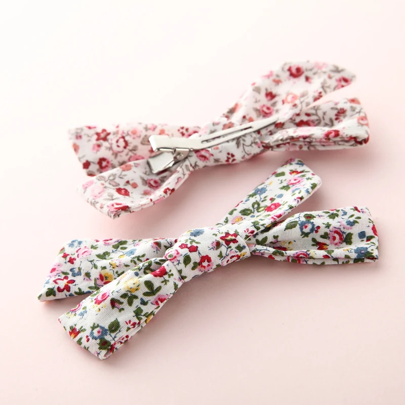 1 шт. цветочный принт хлопковая ткань бант заколки для волос детские девочек