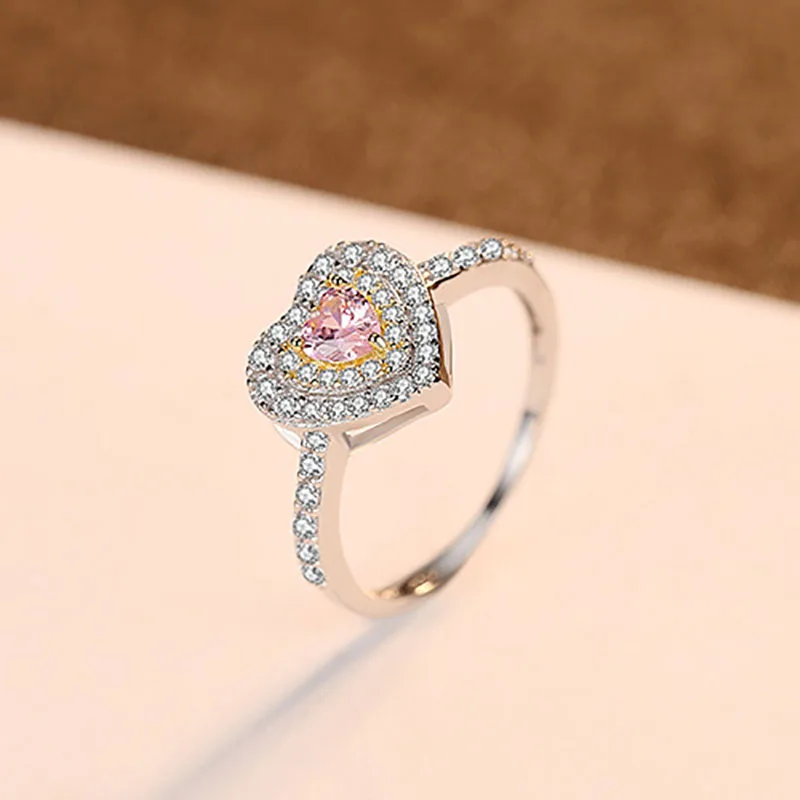 JS-YMR301 Jellystory 925 sterling silver Lady Ring Romantic Heart-shaped Spinel rings for Wedding party Gift ornaments Wholesale sizes 6-9 - Gem Color: JS-YMR301