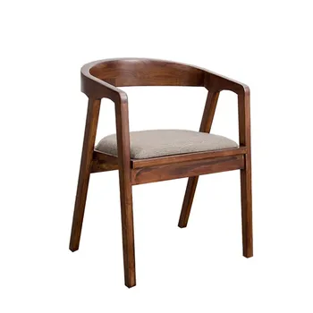

Nordic wrought iron solid wood dining chair president simple computer cafe leisure back book office chai