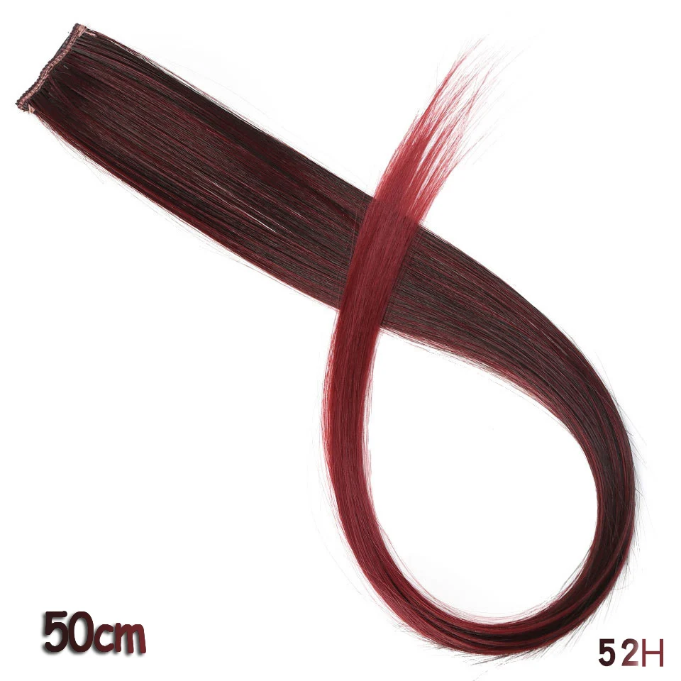 Длинные прямые цветные синтетические волосы, накладные волосы на заколках, высокая температура, радужные волосы, розовые синтетические волосы, прядь - Цвет: CFP-52H