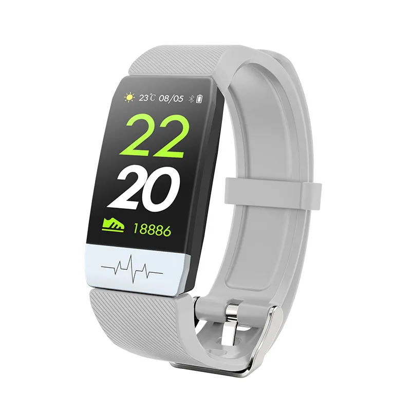 Longet Смарт-часы монитор сердечного ритма кровяное давление Q1S ECG PPG умный Браслет сна FitnessTracker группа часы для Android iOS - Цвет: gray