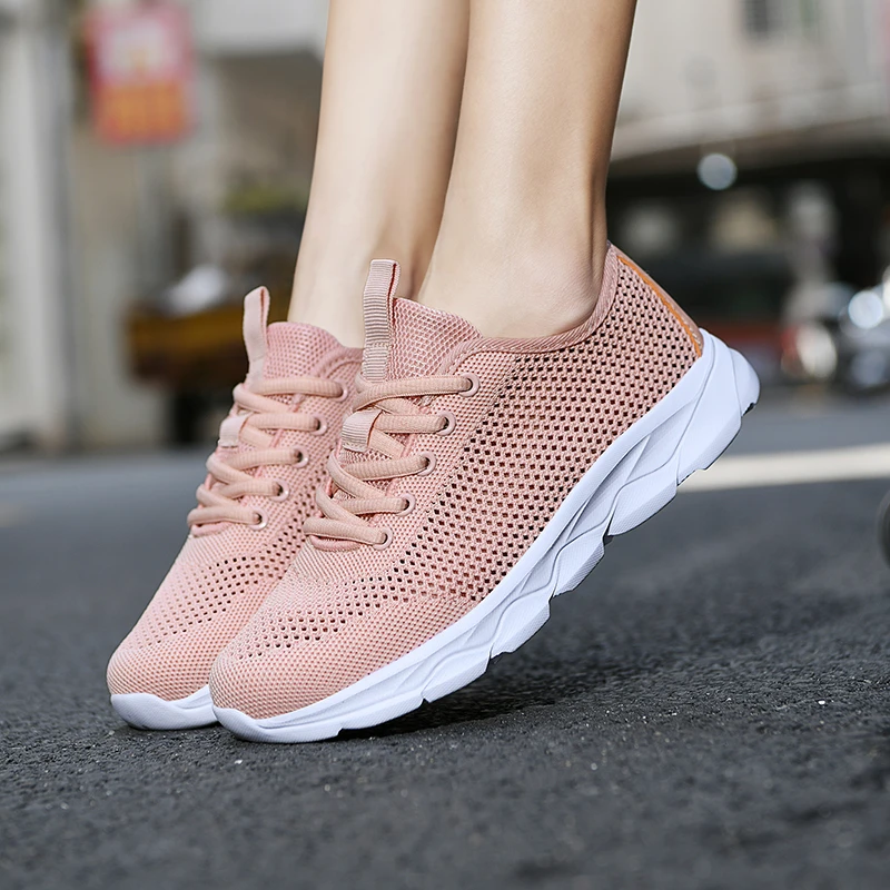 Zapatos deportivos de tejido hueco para mujer, zapatillas para correr, zapatos caminar al aire libre, novedad verano 2021|Zapatos vulcanizados de mujer| - AliExpress