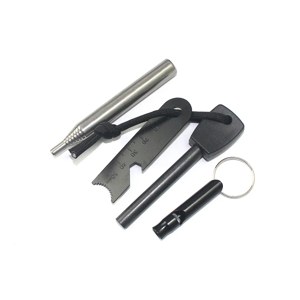 

Outdoor Survival Fire Supplies Zinc Alloy chui huo tong High Decibel Survival Whistle Set