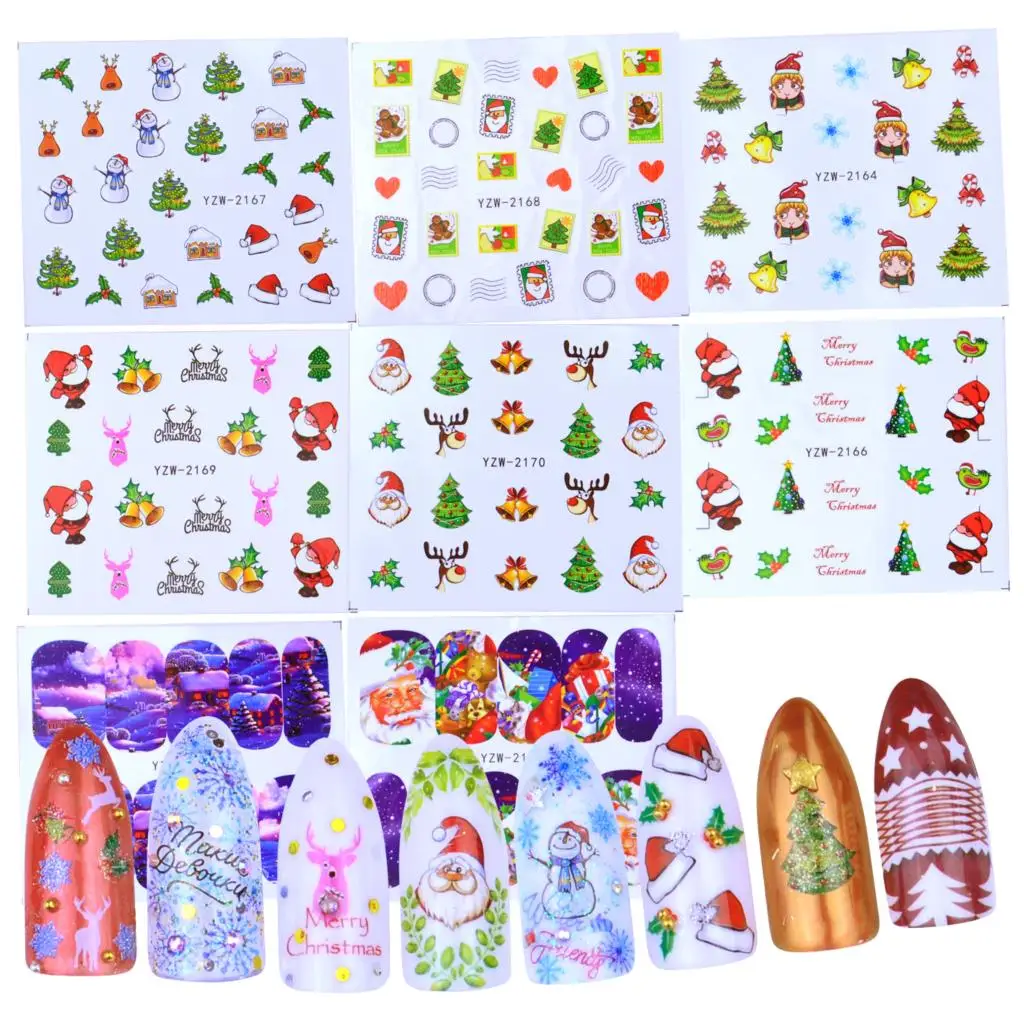 

1pcs Christmas Pattern for Nail Art Decorations Water Sticker Santa Claus Manicure Slider Nail Decals Polish