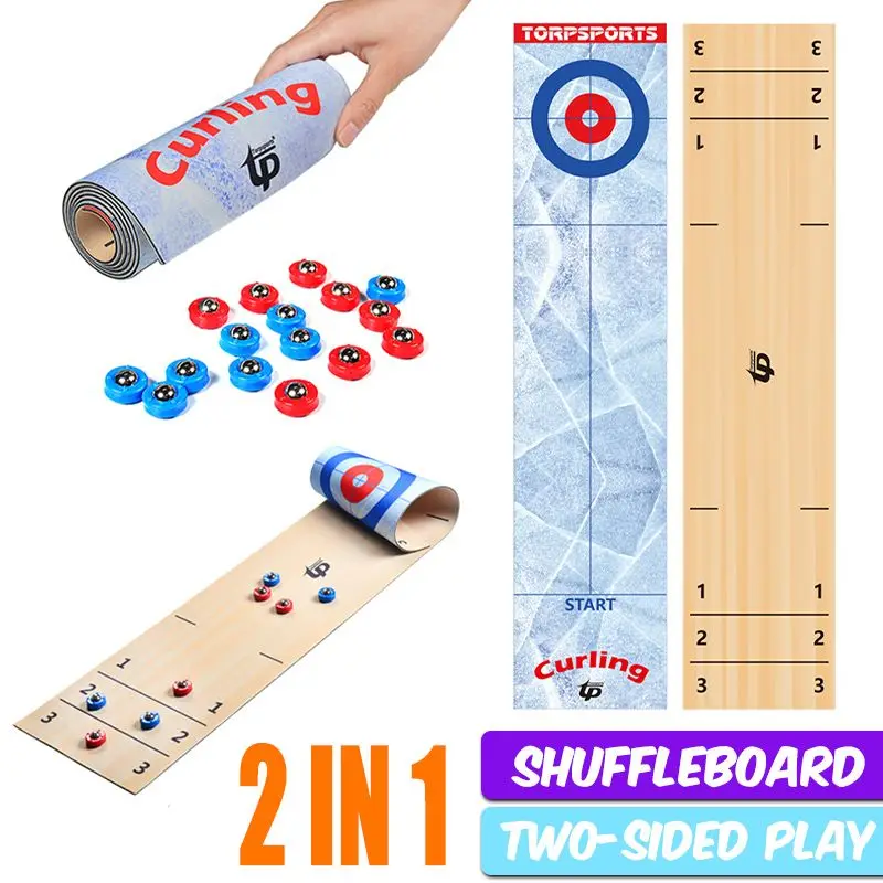 17 PCS 2 in 1 Home Curling Table Mini Curling Ball Family Games Board Game For Kids And Adults