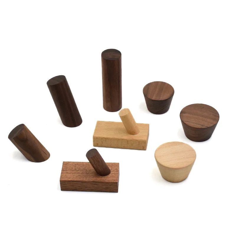 Creative Beech Walnut Wood Hook Wall Wall Mounted Coat  Entrance Clothes Hat Skirt Taper Punch Home Hotel Decoration Robe Hanger 5