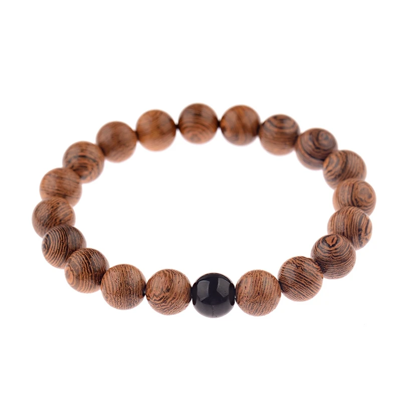 OIQUEI 10 мм бусины из натурального дерева браслет для йоги мужские эластичные Будда для молитвы браслеты и браслеты ювелирные изделия pulsera hombre - Окраска металла: ABJ045-4