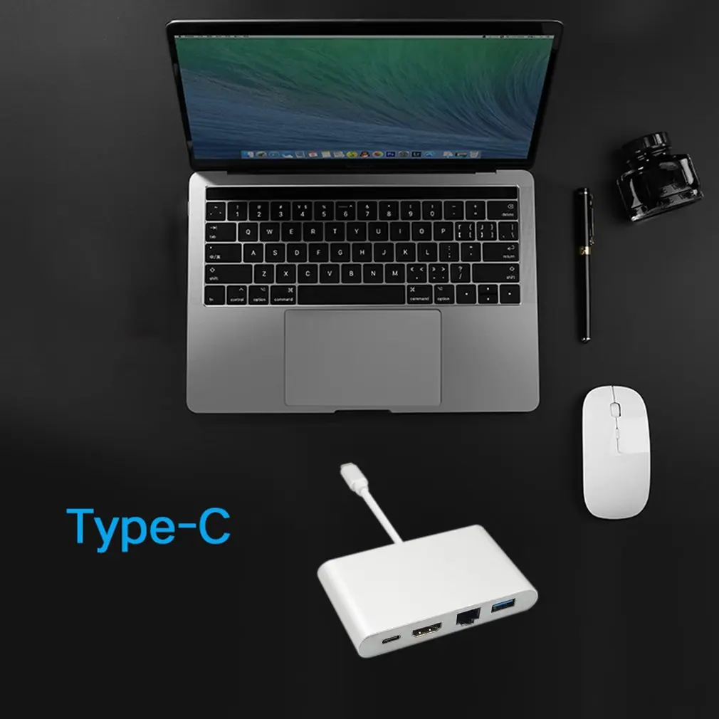 Type-C к HDMI 4K Gigabit Ethernet RJ45 порт USB 3,0 USB-C адаптер сетевой карты зарядки конвертер хаб расширения/сплиттер