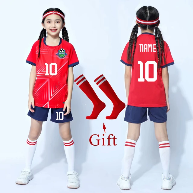 Camisetas de fútbol para niños y niñas, conjuntos de ropa de fútbol, uniformes de fútbol de manga chándal de fútbol con calcetines _ - AliExpress Mobile