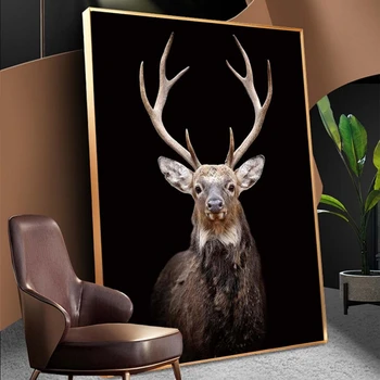 

Black deer Wall Art Canvas Paintings Posters and Prints Animal Wall Pictures for Living Room Home Decoration No Frame