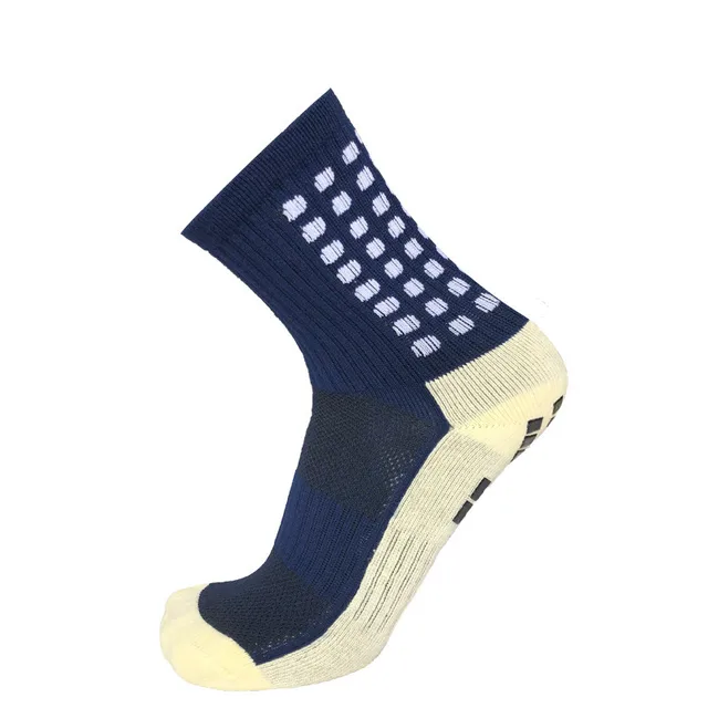 New Men's Sports Socks Thick Towel Bottom Men's Mid-tube Dispensing Non-slip Football Socks Basketball Socks Sports Stockings Dark Blue