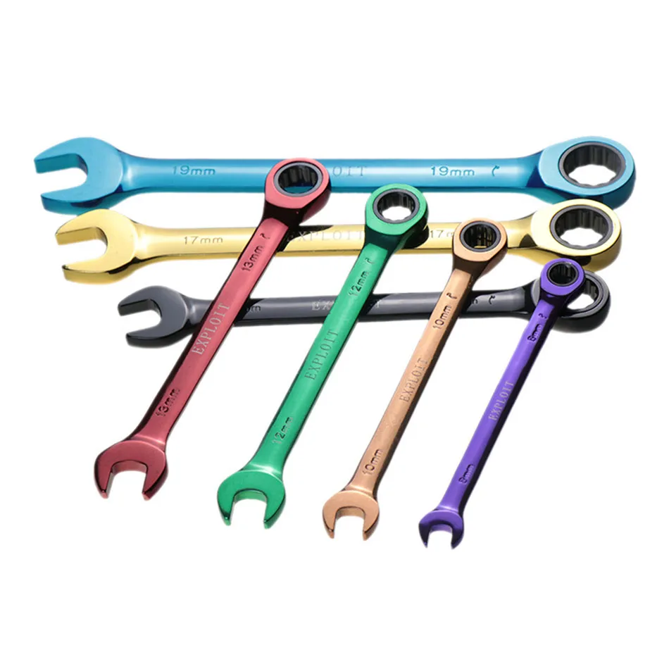 7 шт цветной Трещоточный ключ многофункциональные двойного назначения открытые подвижные ручные инструменты набор
